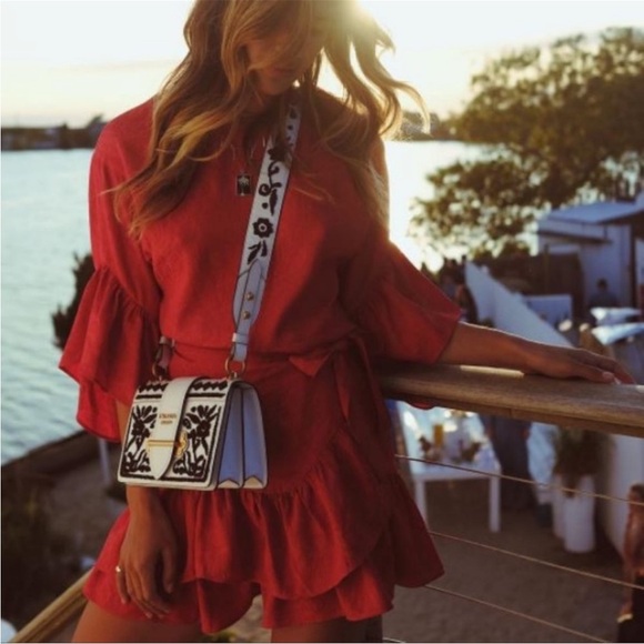 Maje Red Ruffled Mini Dress - Picture 3 of 13